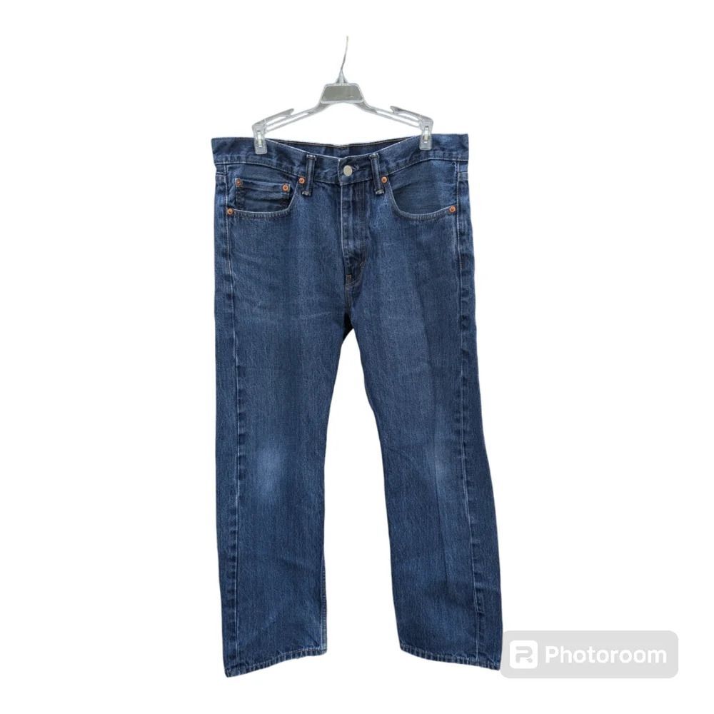 Levis 505 Jeans 34x29 Mens Regular Fit Straight Leg Relaxed Dark Blue Denim - Picture 2 of 11